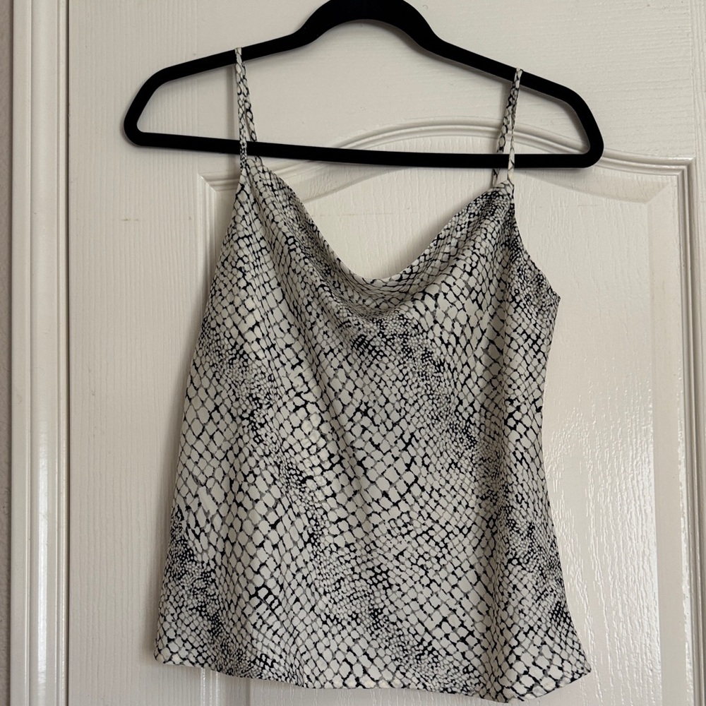 Banana Republic Black & White Snake-Print Cowl Neck Camisole
